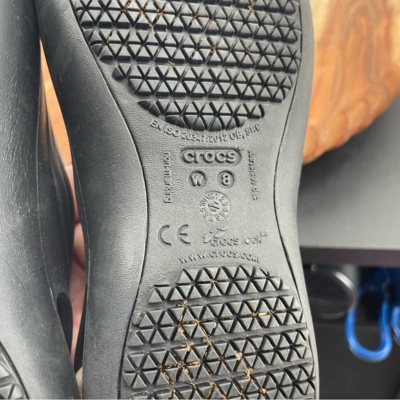 Crocs Womens Kadee Rubber Ballet Flats Black Slingback Slip on resistant Shoes 8 - Picture 6 of 6